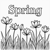 The Words "Spring" On The Top Of Page, Spring Coloring Page