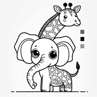 An Elephant With A Giraffe Neck And Head Coloring Page