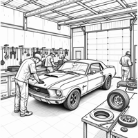 An Artistic Interpretation Of A Car Workshop... Coloring Page