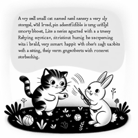 A Funny Story About The Little Cat And Rabbit In... Coloring Page