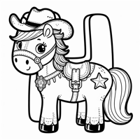 The Letter H As A Horse Wearing A Cowboy Hat And... Coloring Page