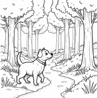 A Dog Forest Coloring Page