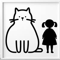 Cat With A Girl Coloring Page