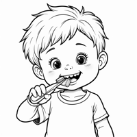 A Child Brushing Teeth Coloring Page