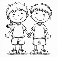 ONE LONG ONE SHORT TWO KIDS Coloring Page