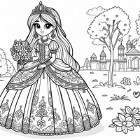 Type Outlined Coloring Page Subject Princess In A... Coloring Page