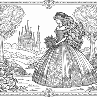Type Outlined Coloring Page Subject Princess In A... Coloring Page