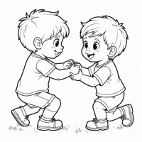 A Spring Day With Children Playing And Also A... Coloring Page