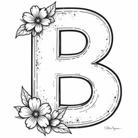Italian Alphabet The Letter B With Image Coloring Page