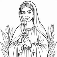 Mother Mary For The Month Of May. Coloring Page