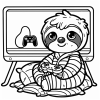 A Sloth In Pajamas Playing Minecraft The Video... Coloring Page