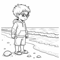 5 Year Old Boy With Glasses Standing It Up By The... Coloring Page
