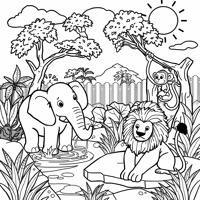 ZOO OF ANIMALS Coloring Page