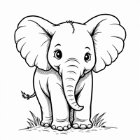 The Words "Elephant" On The Top Of Page, Animal Coloring Page