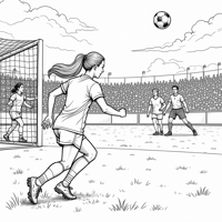 Girl Soccer Player Kicking A Goal Coloring Page
