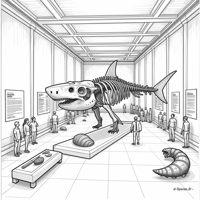 Ancient Megalodon Shark Skeleton Coloring Page