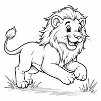Lion Running Coloring Page