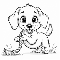 A Dachshund Playing Tug Of War Coloring Page