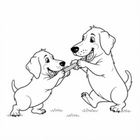 Dachshund Playing Tug Of War Coloring Page