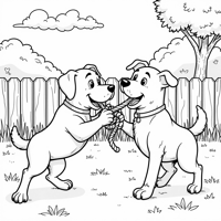 Dachshund Playing Tug Of War With Another Dog Coloring Page