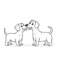 Dachshund Playing Tug Of War With Another Dog Coloring Page