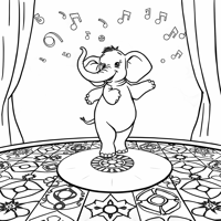 An Elephant Learning To Tap Dance Coloring Page