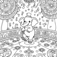An Elephant Learning To Tap Dance Coloring Page