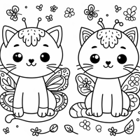 The Butterfly Cat Coloring Page
