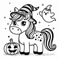 Cute Halloween Character Unicorn Coloring Page