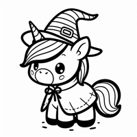Cute Halloween Character Unicorn Coloring Page