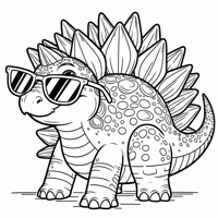A Stegosaurus Wearing Sunglasses Coloring Page