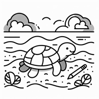 Turtle On The Beach Coloring Page