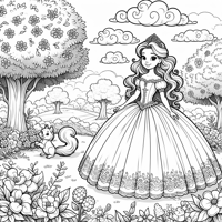 Princess In Garden Coloring Page