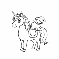 Unicorn With Santa Claus Coloring Page