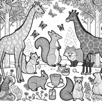 Different Forest Animals Celebrating Hump Day Coloring Page