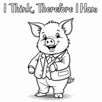 The Words I Think Therefore I Ham On The Top Of... Coloring Page