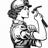 Rosie The Riveter With A Hammer Coloring Page