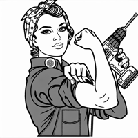 Rosie The Riveter With A Bandana Properly Holding... Coloring Page