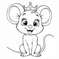 A Princess Mouse Wearing A Tiara. Coloring Page