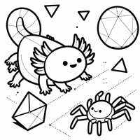 Jumping Spider Axolotl Coloring Page
