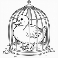 Picture Of A Duck Inside A Cage Coloring Page