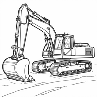 Excavator Image On The Road Coloring Page