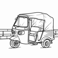 Three-wheeled Rickshaw Image On The Highway Coloring Page
