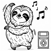 A Sloth Dancing To The Song Pink Pony Club Coloring Page