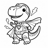 A Trex With A Superhero Cape Coloring Page
