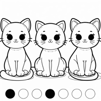 Three Cat Silhouettes Sitting Together Coloring Page