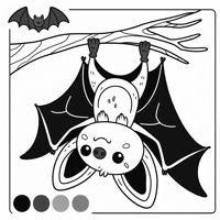 Cartoon Bat Hanging Upside Down Coloring Page
