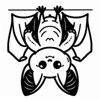Cartoon Bat Hanging Upside Down Halloween Coloring Page