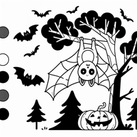 Cartoon Bat Hanging Upside Down On A Tree Branch... Coloring Page