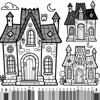Cartoon Haunted House Coloring Page